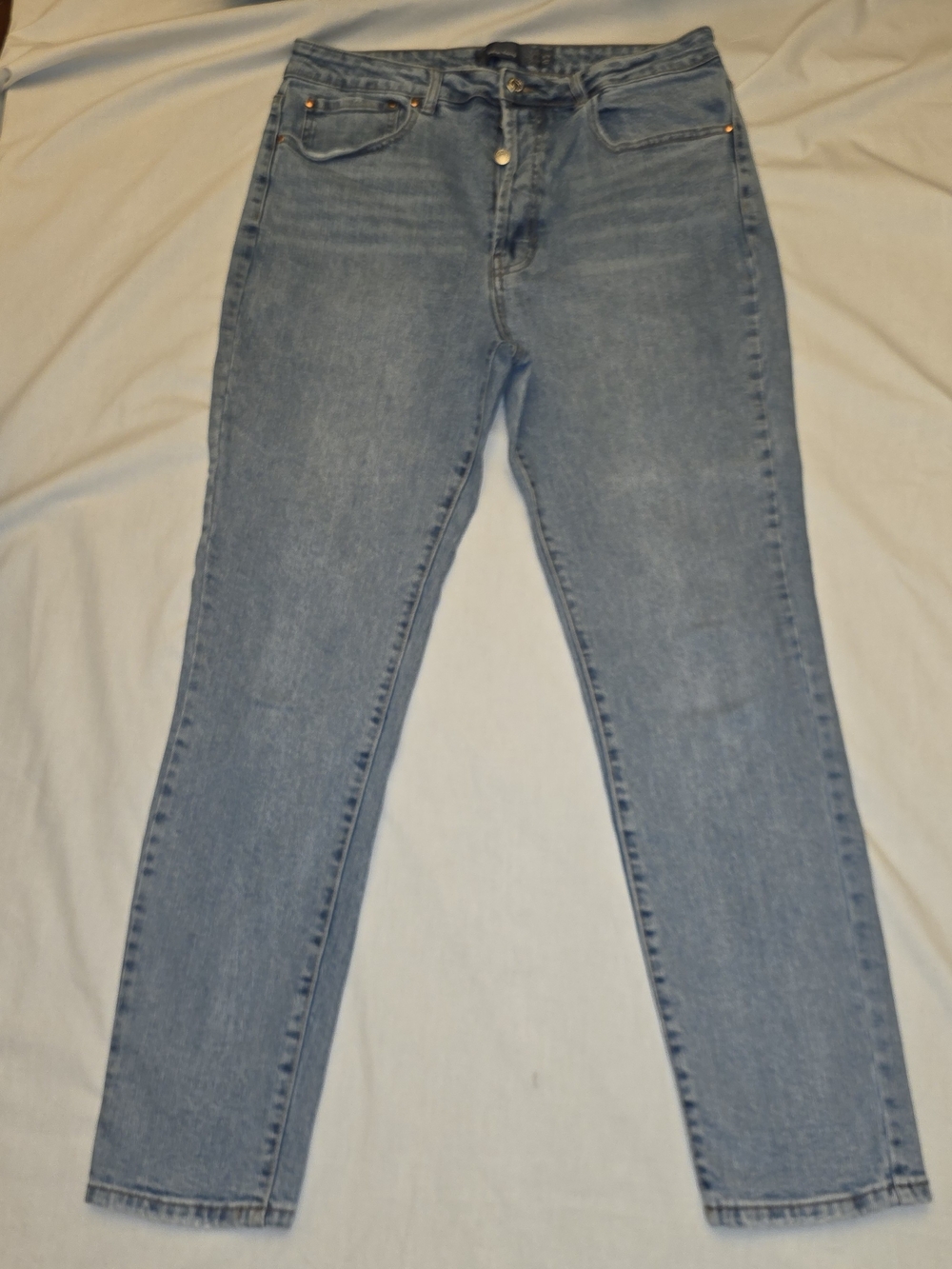 Indigo Rising Jeans Womens 13 31 Light Blue High Rise Mom Relaxed Button Fly
